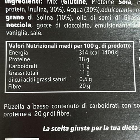 Pizzella proteica con mandorle e nocciole valori nutrizionali Mastro Pizzella