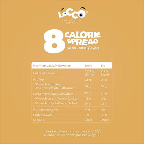 8 calorie Cream Caramel Cookie valori nutrizionali - LOCCO