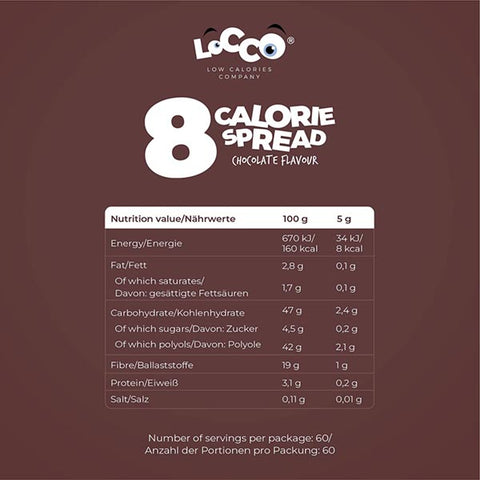 8 calorie Cream Chocolate valori nutrizionali - LOCCO
