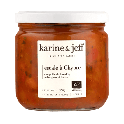 Composed of tomatoes aubergines and organic basil - Karine &amp; Jeff