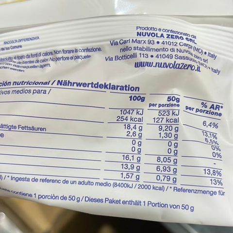 Plumcake Zero gusto yogurt valori nutrizionali- Nuvola Zero